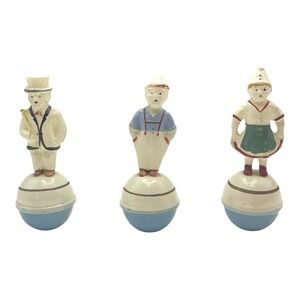 Vintage Germany Roly‎ Poly Celluloid German Dutch Boy Girl Golfer Lot of 3